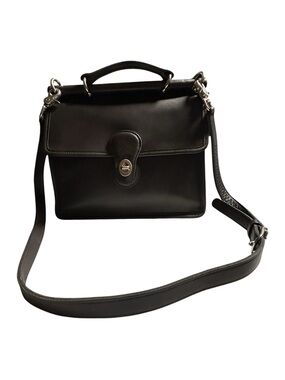 Vintage Coach Willis Bag 9927 Dark Gray Leather Crossbody Turlock Satchel